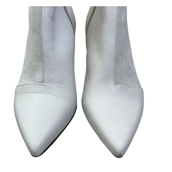 ✨ Rag & Bone BEHA White Suede Moto Stiletto Ankle Booties Size 38.5 (US 8.5) NIB - Picture 5 of 12
